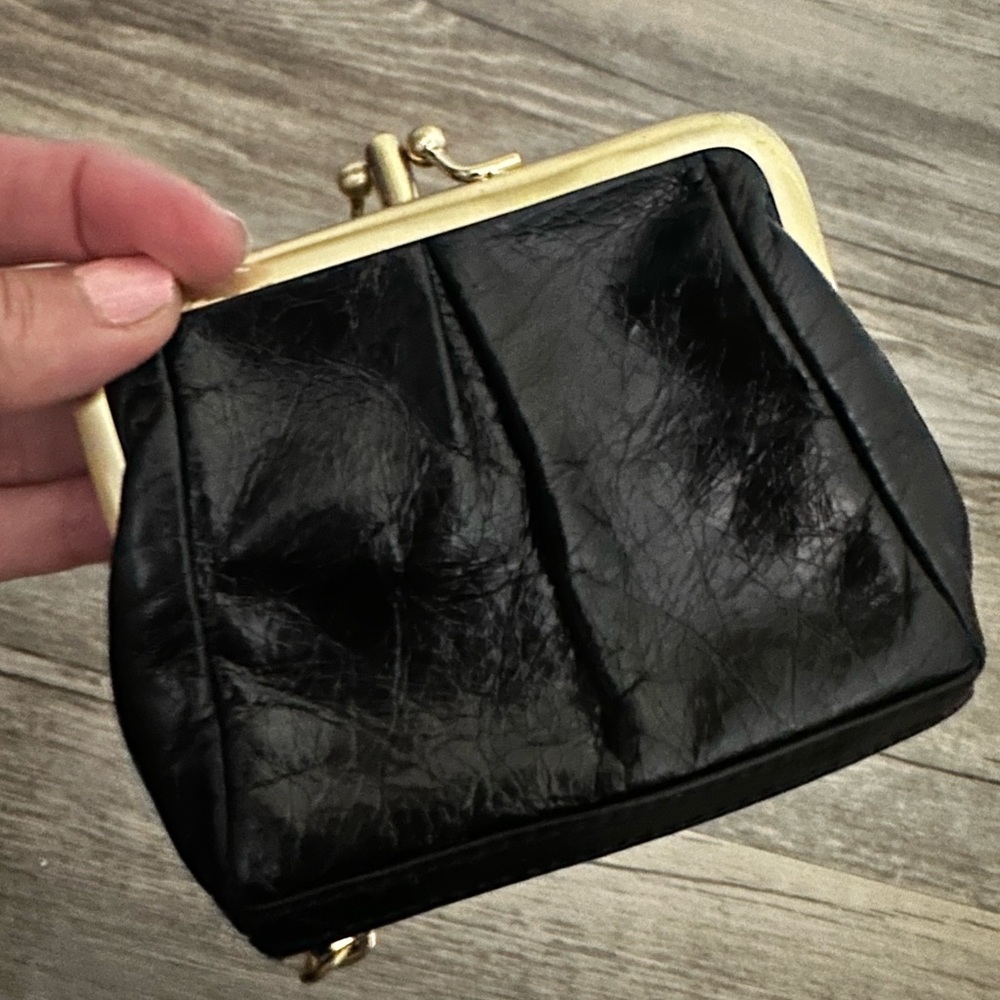 HOBO black leather change purse